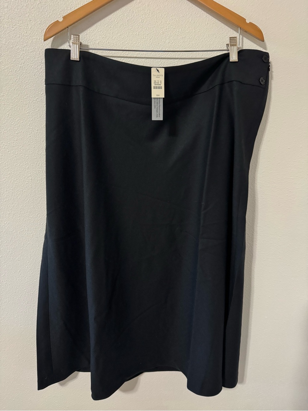 Talbots Italian Wool Flannel A-Line Midi Skirt Black Old Money Career NWT-16W